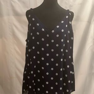 Navy polka dot tank